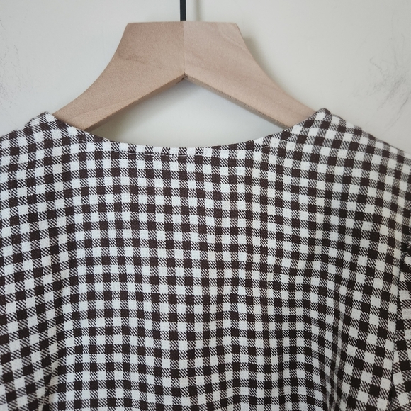 & Other Stories | Puff Sleeve 100% Linen Gingham Wrap Mini Dress - Size 2 - Picture 9 of 12